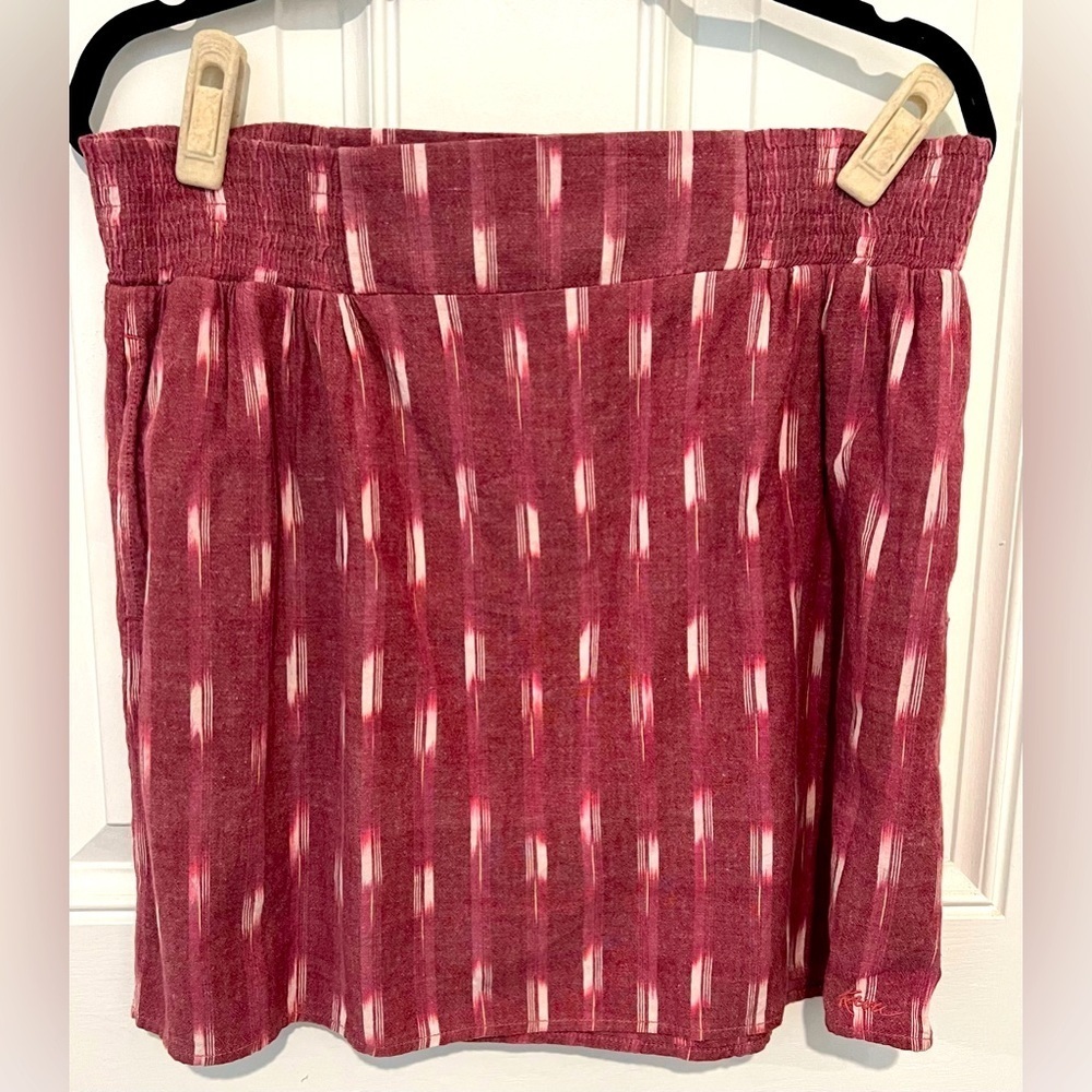 Kavu Dusty Rose & White Abstract Design Pull-on Mini Skirt Size Small